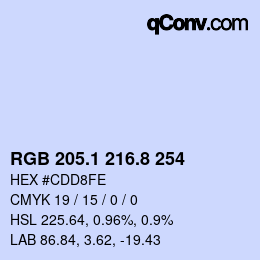 Color code: RGB 205.1 216.8 254 | qconv.com