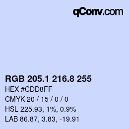Farbcode: RGB 205.1 216.8 255 | qconv.com