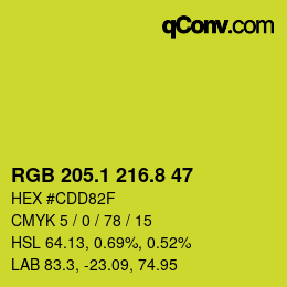 カラーコード: RGB 205.1 216.8 47 | qconv.com