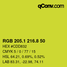 カラーコード: RGB 205.1 216.8 50 | qconv.com