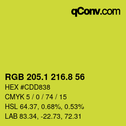 カラーコード: RGB 205.1 216.8 56 | qconv.com