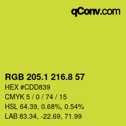 カラーコード: RGB 205.1 216.8 57 | qconv.com