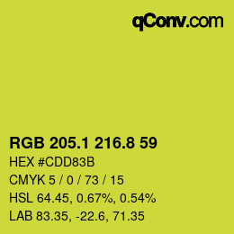 カラーコード: RGB 205.1 216.8 59 | qconv.com