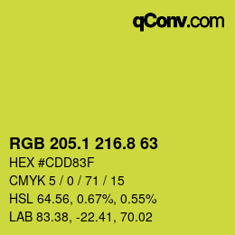 カラーコード: RGB 205.1 216.8 63 | qconv.com