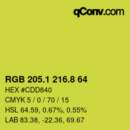 カラーコード: RGB 205.1 216.8 64 | qconv.com