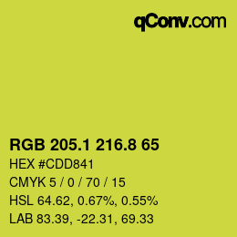 カラーコード: RGB 205.1 216.8 65 | qconv.com