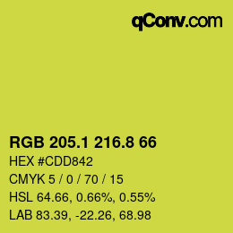 カラーコード: RGB 205.1 216.8 66 | qconv.com