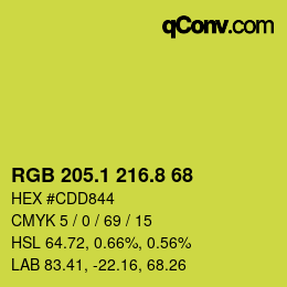 カラーコード: RGB 205.1 216.8 68 | qconv.com