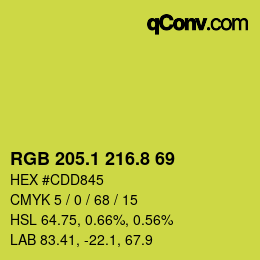 カラーコード: RGB 205.1 216.8 69 | qconv.com