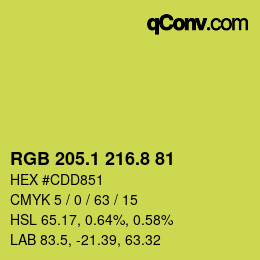 カラーコード: RGB 205.1 216.8 81 | qconv.com