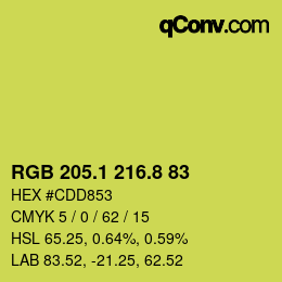 カラーコード: RGB 205.1 216.8 83 | qconv.com