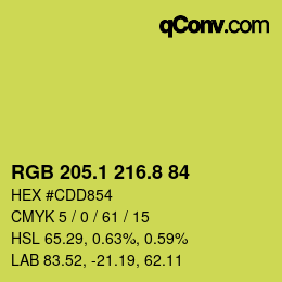 カラーコード: RGB 205.1 216.8 84 | qconv.com