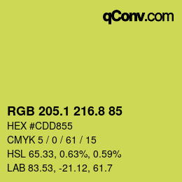 カラーコード: RGB 205.1 216.8 85 | qconv.com
