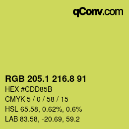 カラーコード: RGB 205.1 216.8 91 | qconv.com