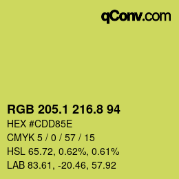 カラーコード: RGB 205.1 216.8 94 | qconv.com