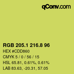 カラーコード: RGB 205.1 216.8 96 | qconv.com