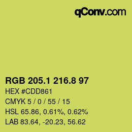 カラーコード: RGB 205.1 216.8 97 | qconv.com