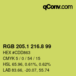 カラーコード: RGB 205.1 216.8 99 | qconv.com