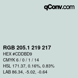 Color code: RGB 205.1 219 217 | qconv.com
