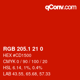 カラーコード: RGB 205.1 21 0 | qconv.com