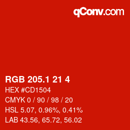 カラーコード: RGB 205.1 21 4 | qconv.com