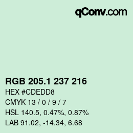 Color code: RGB 205.1 237 216 | qconv.com