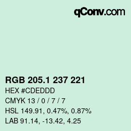 カラーコード: RGB 205.1 237 221 | qconv.com