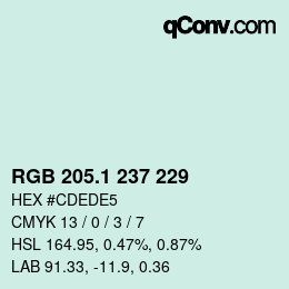 カラーコード: RGB 205.1 237 229 | qconv.com