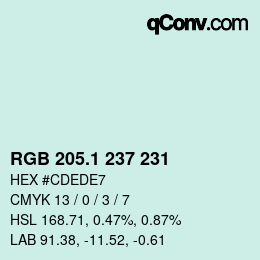 Color code: RGB 205.1 237 231 | qconv.com