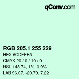 カラーコード: RGB 205.1 255 229 | qconv.com