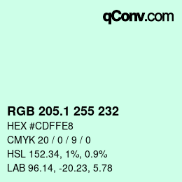 カラーコード: RGB 205.1 255 232 | qconv.com