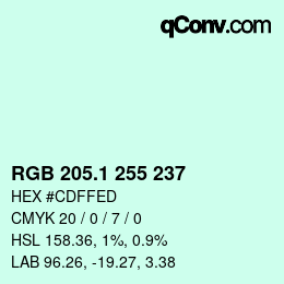カラーコード: RGB 205.1 255 237 | qconv.com