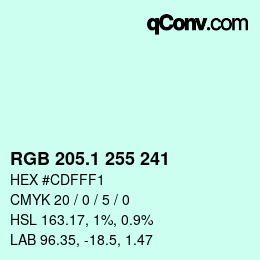 カラーコード: RGB 205.1 255 241 | qconv.com