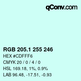 カラーコード: RGB 205.1 255 246 | qconv.com