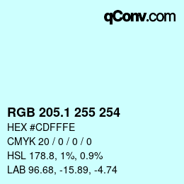 Color code: RGB 205.1 255 254 | qconv.com