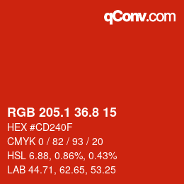 カラーコード: RGB 205.1 36.8 15 | qconv.com