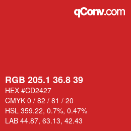 カラーコード: RGB 205.1 36.8 39 | qconv.com