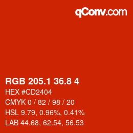 カラーコード: RGB 205.1 36.8 4 | qconv.com