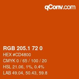 カラーコード: RGB 205.1 72 0 | qconv.com