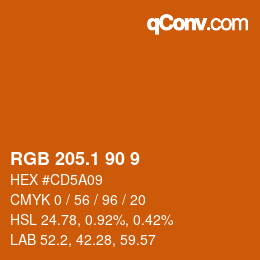 カラーコード: RGB 205.1 90 9 | qconv.com