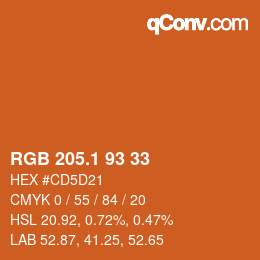 カラーコード: RGB 205.1 93 33 | qconv.com