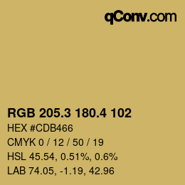 カラーコード: RGB 205.3 180.4 102 | qconv.com