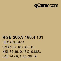 カラーコード: RGB 205.3 180.4 131 | qconv.com