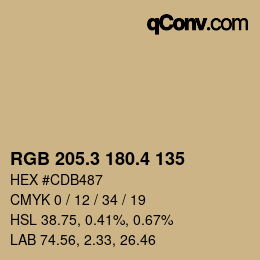 カラーコード: RGB 205.3 180.4 135 | qconv.com
