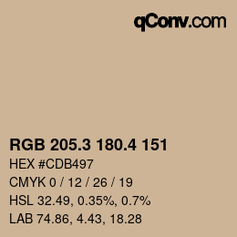 カラーコード: RGB 205.3 180.4 151 | qconv.com