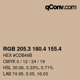 カラーコード: RGB 205.3 180.4 155.4 | qconv.com