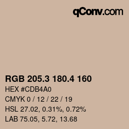 カラーコード: RGB 205.3 180.4 160 | qconv.com