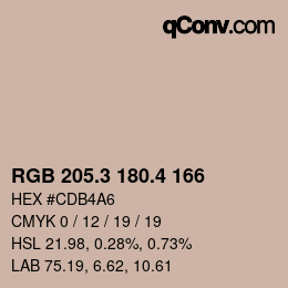 カラーコード: RGB 205.3 180.4 166 | qconv.com
