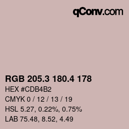 カラーコード: RGB 205.3 180.4 178 | qconv.com