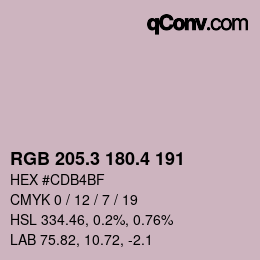 カラーコード: RGB 205.3 180.4 191 | qconv.com
